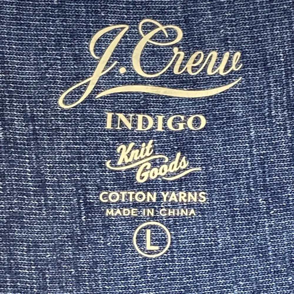 J.Crew Indigo Knit Goods Shirt Mens L Blue Two Tone Chambray Preppy Classic